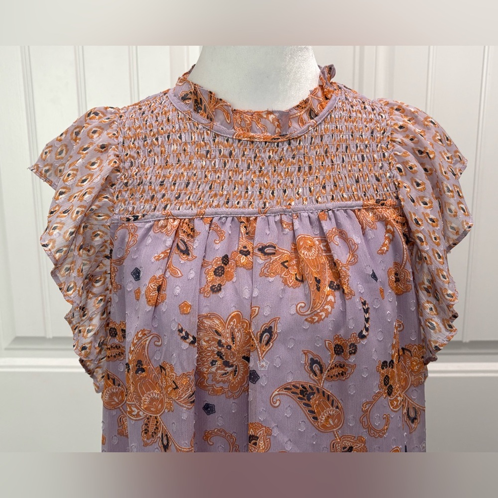Maison d’ Amélie Floral Ruffle Sleeve Blouse Size S - Picture 4 of 7